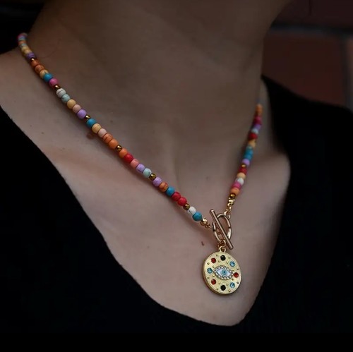Multicolour beaded necklace - multicolour,