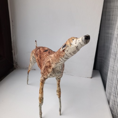 Papier mache dog sculpture - dog,