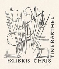 Exlibris - ULLRICH BEWERSDORFF - For Christine Barthel - Scales/Justice - Signed