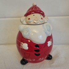 SANTA CLAUS CHRISTMAS COOKIE JAR Ceramic Biscuit Barrel Father Christmas Storage