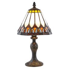 Art Deco Tiffany Glass Table Lamp with Amber Shade by Happy Homewares