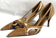 Hogl Tan Suede Animal Print Leather Pumps Heels Shoes Size UK 7