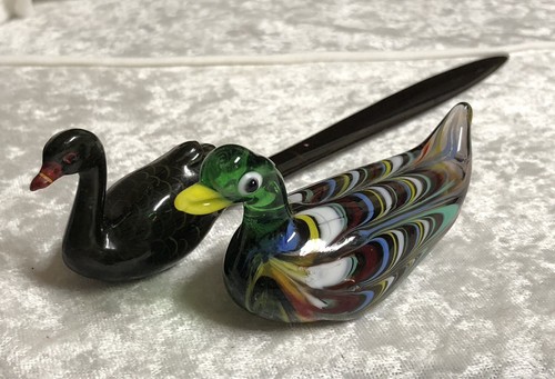 Blown glass duck figurine - blown,