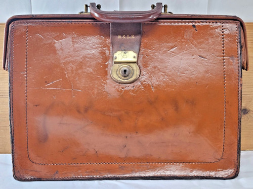 Vintage tan leather briefcase - tan,