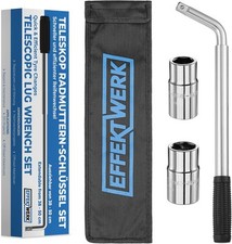 Heavy Duty Universal Wheel Nut Wrench Telescopic Handle 17/19/21/23mm 2 Sockets