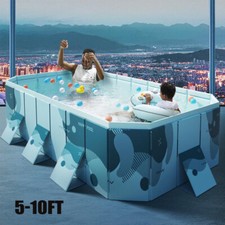 Foldable 10FT Rectangular Above Ground Swimming Pool Outdoor Adult Kiddie Pool