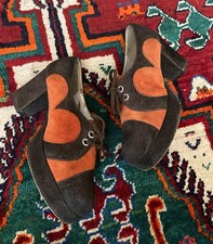 Vintage 1970s Orange Brown Platform Shoes UK 7