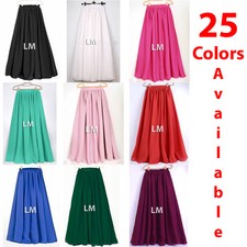 Women Maxi Skirts Lady Retro Elastic Waist Girl Jupe Dress Chiffon 2 Layer Long
