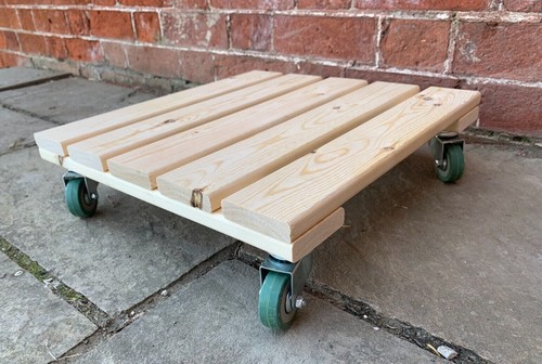 Wooden plant pot trolley mover - pot,