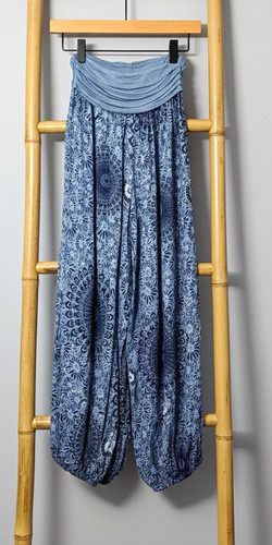 Women blue paisley harem - women's,