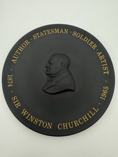 Sir Winston Churchill commemorative Wedgewood black Jasper ware plate