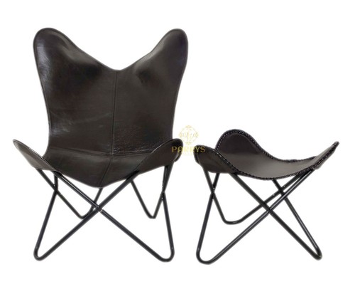 Leather sling butterfly chair - leather,