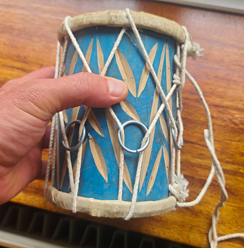 Wooden dholak hand drum - wooden, rope