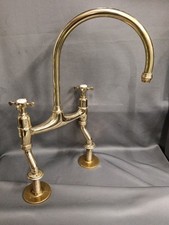 PERRIN & ROWE BARE BRASS KITCHEN MIXER TAP, IDEAL BELFAST SINK FULLY REFURBISHED