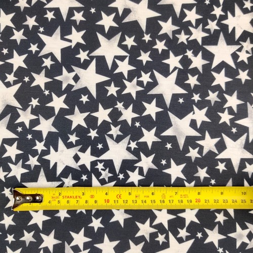 White stars jersey fabric thin - white,
