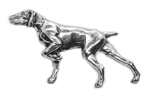 Pointer dog pin badge silver - dog,