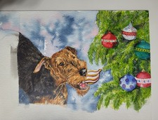 'The Grinch' Airedale Terrier Christmas Cards X 8. By Ann Curran Of Ragtail.