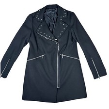 Zara Black Studded Moto Coat