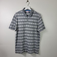 Lacoste Live Polo Shirt Mens Grey Small Striped Short-sleeved 100% Cotton 1514