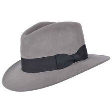 Mens Indiana Jones Style Fedora Crushable Trilby Hat With Wide Band 100% Wool 