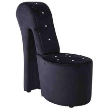 Pemberly Row Modern 19" Velvet High Heel Shoe Chair in Black