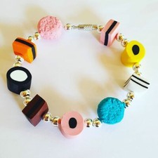 Unique LIQUORICE ALLSORTS BRACELET bassetts FOOD JEWELLERY handmade RETRO candy