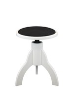 Piano Stool, Round, White Matt with Fabric Upholstery in Black