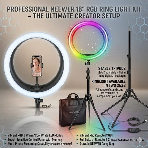 Led ring light stand rgb - ring, "14"