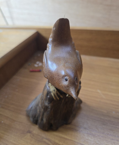 Wood brown hand carved bird - wood,