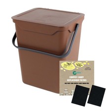 Easy Eco 10L Large Green Plastic Kitchen Compost Caddy/Food Bin & Filter Pack