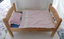 IKEA Wooden Dolls t Bed + blue