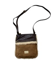UGG Crossbody Bag Sheepskin Shearling Suede Saddlebag Shoulder Bag Brown Purse