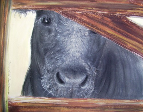 Original pastel cow - original,