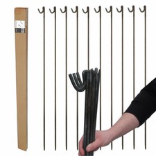 STRONG METAL STEEL BARRIER FENCING PINS ROAD PINS STAKES POST 10mm x 1.25m 10 pk