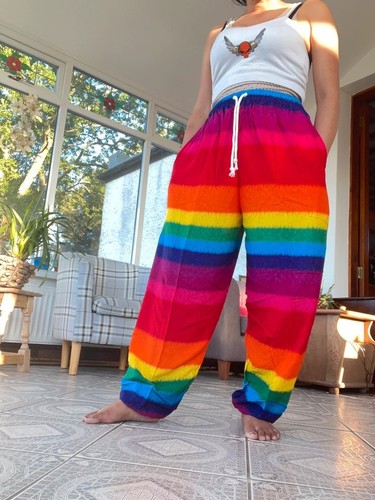 Rainbow harem pants baggy - harem,