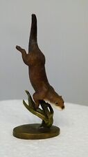 Border fine arts otter and reeds, on cold cast bronze base, A20075, Free Del