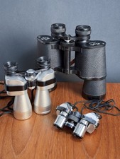 Job Lot 3× Vintage Binoculars – Comet 7×18, Super Zenith 10×30, Light 16×50