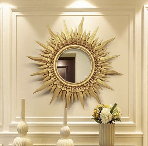 Wooden sunburst mirror - wooden,