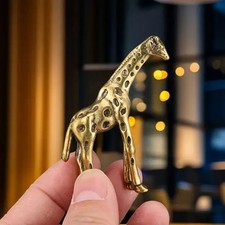 Solid Brass Giraffe Mini Statue Desktop Ornament Vintage Animal Figurines