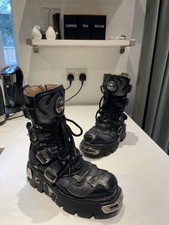 New Rock Mid Calf Reactor Boots With Devil Face, UK 7 / EU 41
