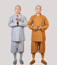 Shaolin Monk Kung Fu Uniform Buddhist Gown Meditation Dharma Tai Chi Clothing