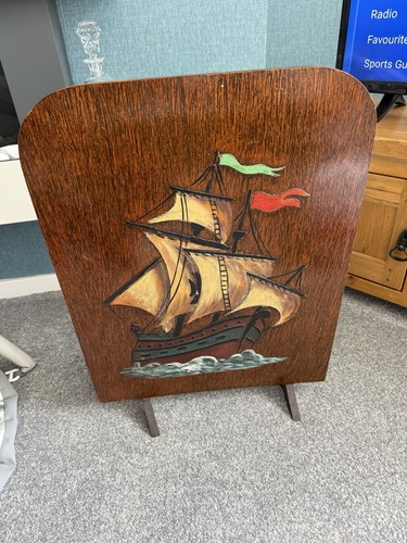 Vintage wooden fire screen - vintage,