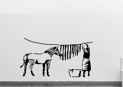 Banksy washing stripes - banksy, zebra
