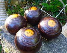 Beautiful Vintage Set ~ Lignum Vitae Wood Crown Green Bowls - 3 lb - Bias No. 3