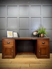 Antique Elm Clerks Desk – Rustic Pine Work Bench / Craft Table / Office Desk