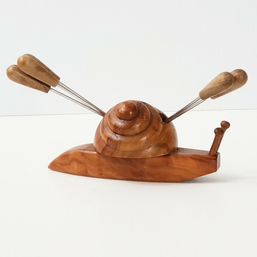 Vintage walnut snail fork - walnut,