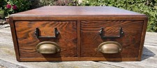 Rare Reeves & Sons Table Top Filing Index Oak Drawers Dated 1945 Larger Size
