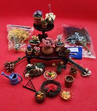 Dolls House Flora Bundle Terracotta Pots, Basket, Flowers, Bonsai, Fruit & Can