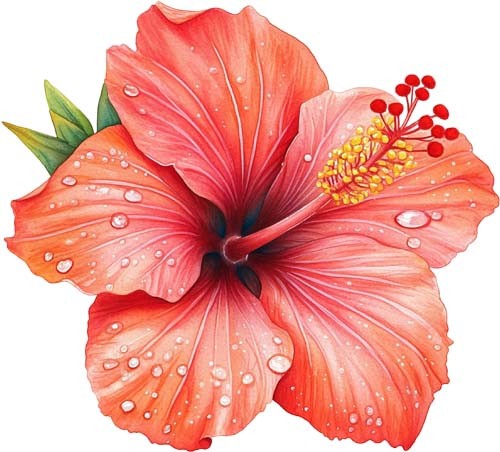 Watercolour flower rose wall - rose,