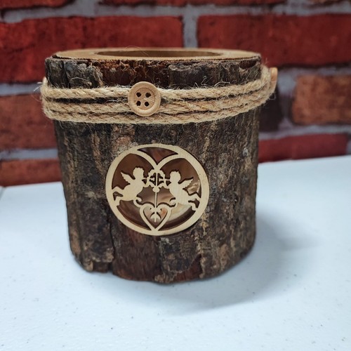 Rustic carved log - rustic, tealight